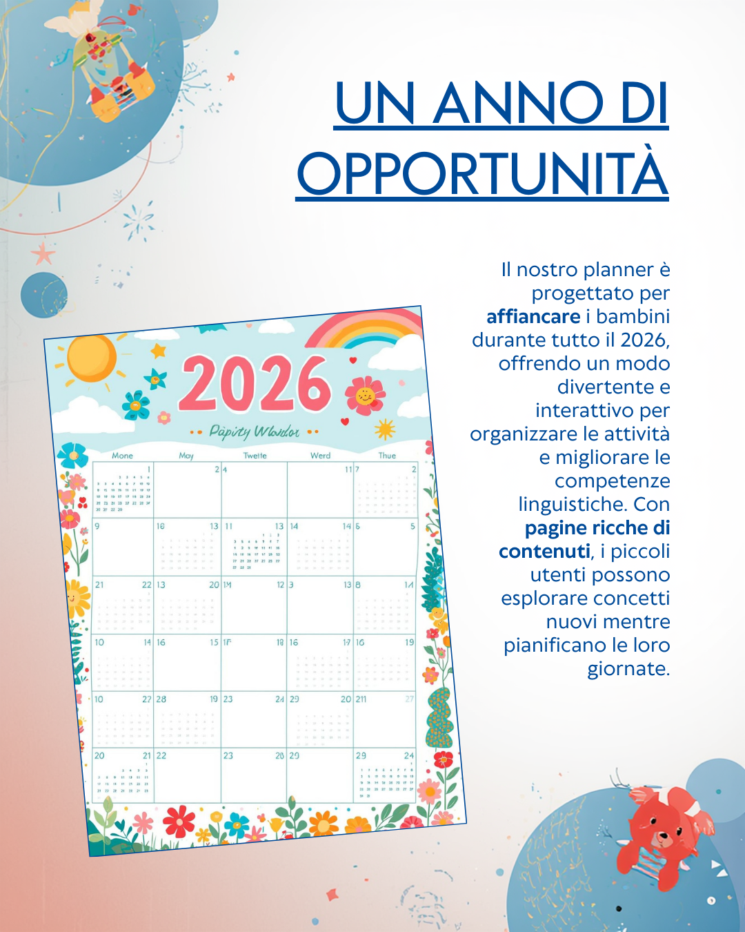 Planner Giornaliero da colorare 2026 per Bambini in Inglese - journal bundle