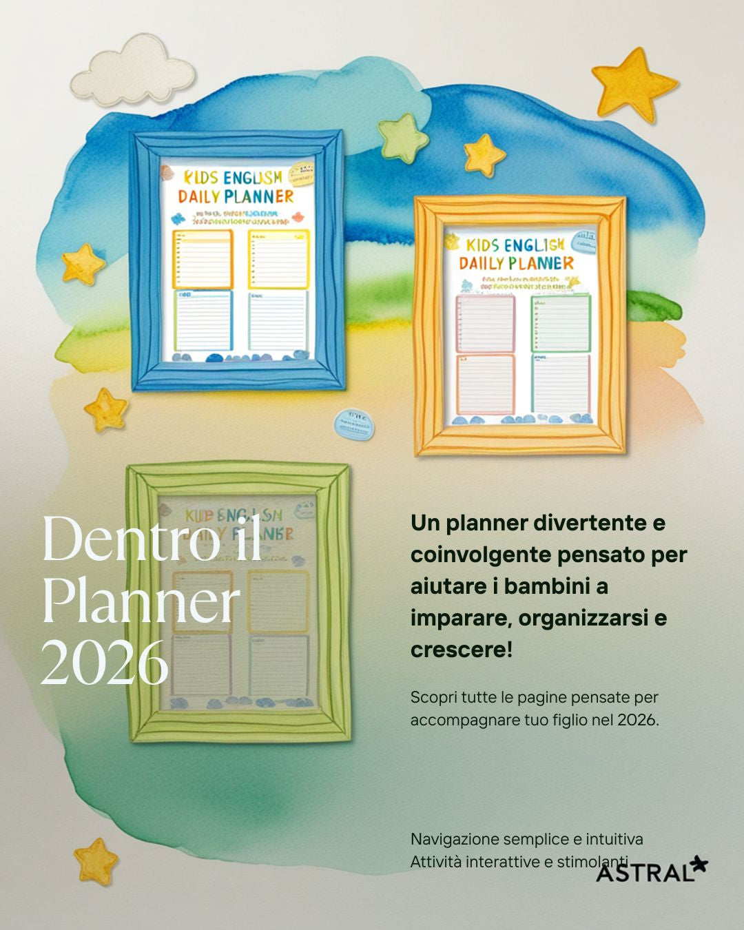 Planner Giornaliero da colorare 2026 per Bambini in Inglese - journal bundle